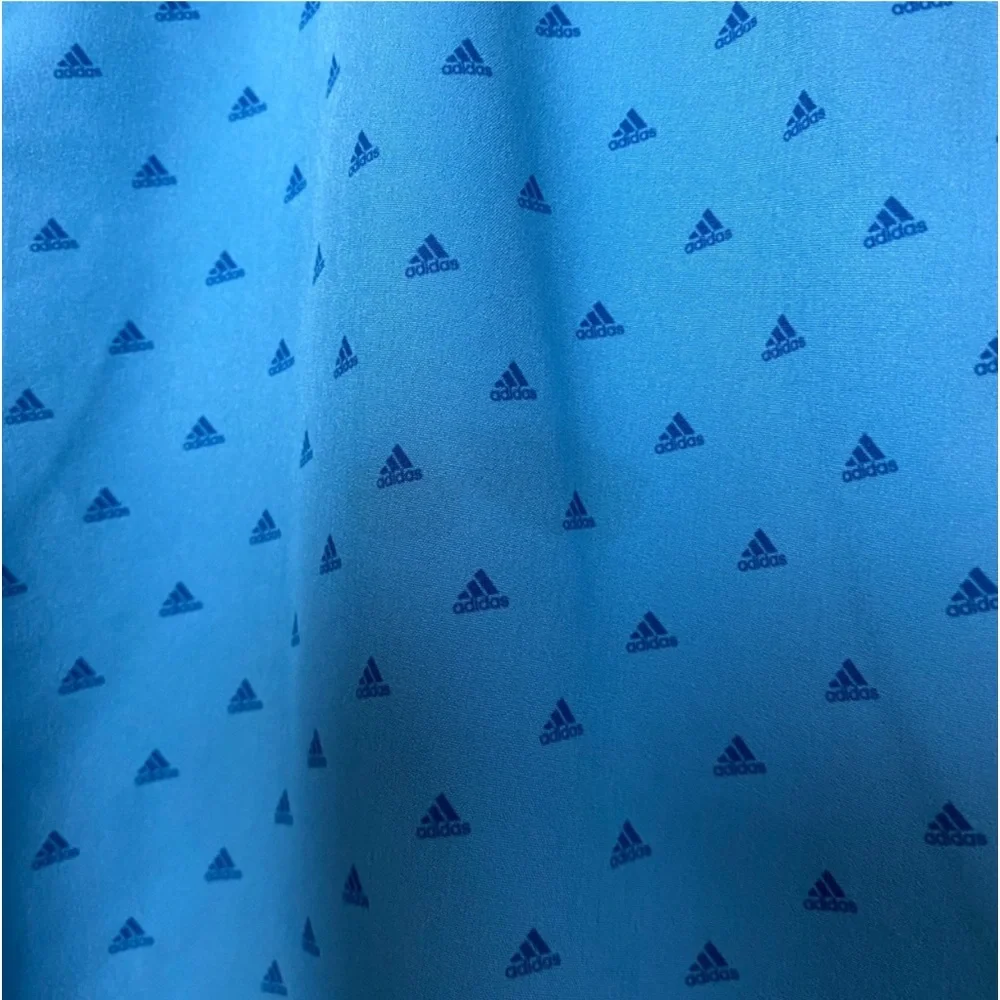 Adidas Light Blue Ultimate 365 Stretch Golf All Over Logo Print Golf Shorts 42”